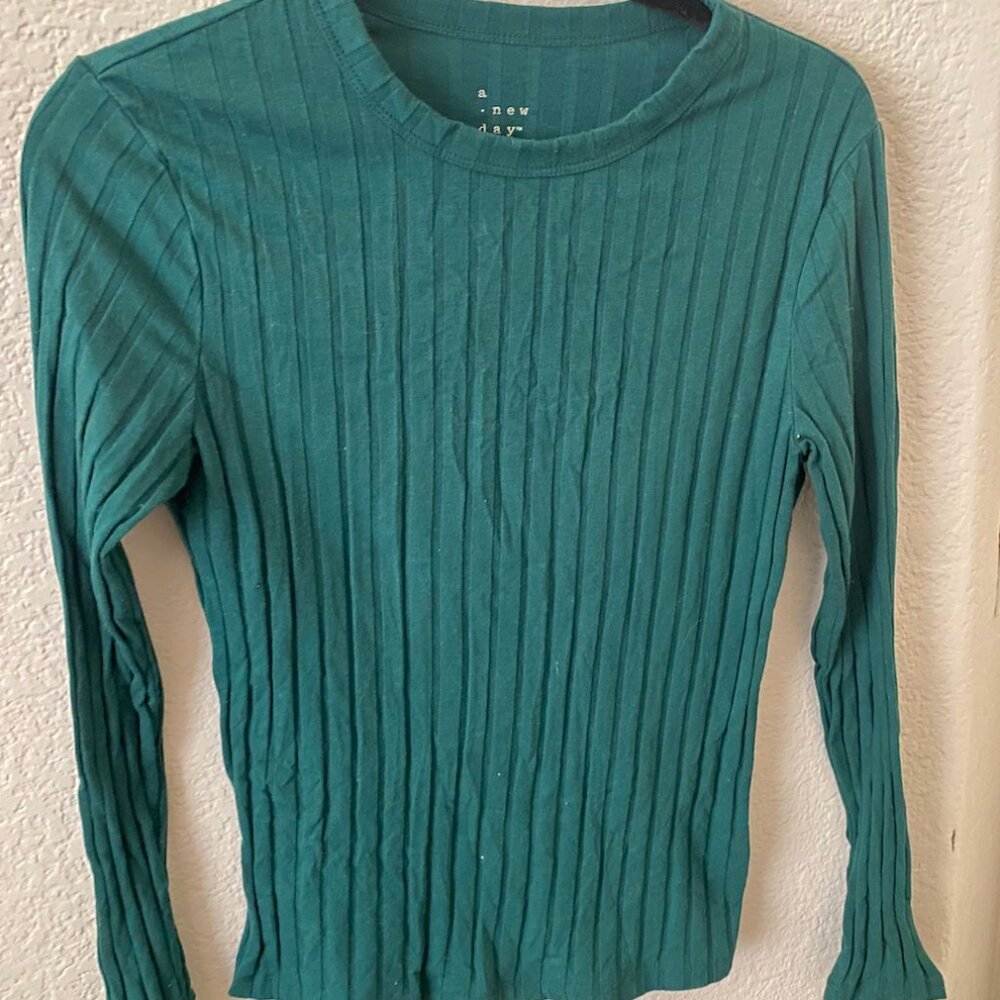 a new day green ribbed top